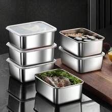 (5/6/8-Piece Set) 304 Stainless Steel Storage Containers | Square Airtight Lids, Stackable & Reusable | Ideal For Outdoor Picnics, Family Gatherings | Fridge & Kitchen Use | Great Birthday/Holiday Gifts