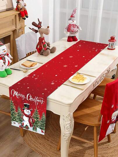 1 pezzo Runner da tavolo natalizio, Tovaglia con motivo pupazzo di neve natalizio, Bandierine natalizie per tavolo, Copritavolo natalizio, Decorazioni natalizie per cucina, Ornamenti natalizi, Decorazioni natalizie per la casa, Decorazioni per la tavola natalizia, Decorazioni natalizie per la casa, Decorazioni per la stanza, Regali di Natale, Decorazioni per il Nuovo Anno 2026