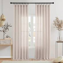 1 件日式简约优雅仿亚麻薄纱窗帘，遮光保暖柔软窗帘，适用于客厅、卧室、酒店