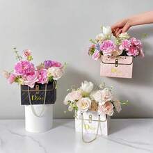 Floral Hand-Held Packaging Bags, Foldable Bouquet Hand-Held Fresh Flower Gift Box, Elegant Flower Box, Gift Packaging Bags Suitable For Women's Day, Valentine's Day, Mother's Day, Teacher's Day, Wedding Party