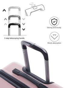 歐洲製造，行李箱學校宿舍必備品大學宿舍必備品學校行李箱旅行箱行李箱耐度假必備手提行李箱旅行箱、輪式行李箱套裝、登機箱，托運箱，四輪行李箱、硬殼拉桿箱、ABS 材質， - 淺粉色 - 查看 5