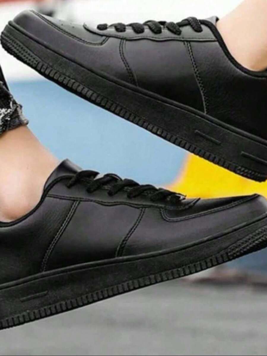 Rayra Unisex White Men's Women's Casual Basic Sneakers - 黑色 - 查看 1