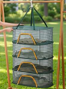 1个黑色、白色、绿色多功能可折叠晾衣架，可用于悬挂衣物、袜子、网袋、干货，低温晾晒，带收纳篮