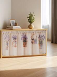 1pc Minimalist Linen Printed Curtain Partition Desk Skirt, Versatile