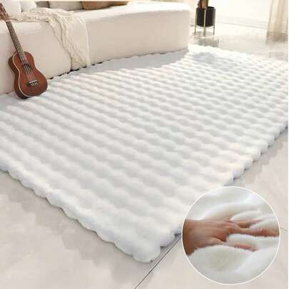 1 块矩形毛绒装饰地毯 | 白色北欧 Ins 风格蓬松面料舒适脚下房间美学地毯 | 万圣节、圣诞节、情人节节日装饰地毯营造温馨的家居氛围 | 易于维护的客厅、卧室、床边、梳妆台地毯 | 适合所有季节、秋季装饰、秋季装饰、房间装饰