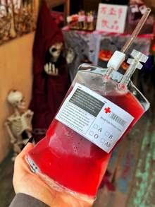 1/5/10 Stücke Blut-Beutel Getränke, Halloween Party Trinkbeutel, Vampir transparente Blut-Beutel, wiederverwendbare und nachfüllbare Infusions-Beutel mit Etiketten und Clips, Halloween Streich Blut-Beutel, geeignet für Feierlichkeiten, dekorative Getränke und Kostümzubehör, perfekt für Halloween Party, Halloween Dekorationen, Frohe Halloween