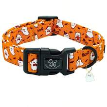 Elegant Little Tail Halloween Dog Collar Ghosts Collars Holiday With Quick Release Buckle Pet Puppy Collar