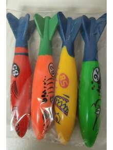 4pcs/5pcs Water Play Diving Toys Swimming Pool Treasure Hunt Diving Fish, Shark, Rocket, Water Ring, Jewel, Seaweed, Lightning Ring, Diamond Toy Set. Handpainted Colors May Have Slight Variations, Uneven Dyeing Is Normal. - Multicolor - View 18