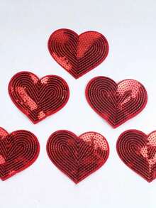 2.76 Inch X 3.35 Inch Red Shiny Heart-Shaped Iron-On Patch, Suitable For DIY Denim, Bags, Shoes, Hats, Jackets, Clothing Accessories, Badges, Adhesive Stickers, Embroidered Patches And Embroidery - Multicolor - View 4