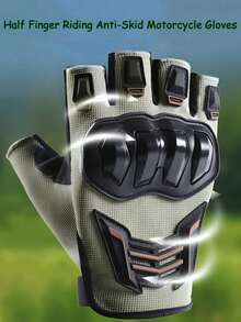 1 双透气手套可调节透气半指手套 | 男女款摩托车手套 - 人体工学设计，带通风孔，黑色/橙色装饰 - 户外骑行、自行车、电动滑板车骑行装备、骑行配件、安全贴合手套 - 彩色 - 查看 8