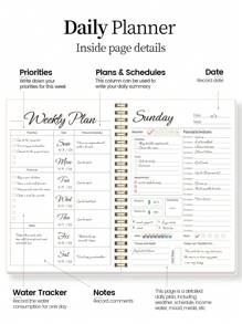 BUBU 7-Day Undated Weekly/Daily Planner, Includes To-Do List, Expense Tracker, And Meal Planner, Suitable For Back To School - Pink - View 7