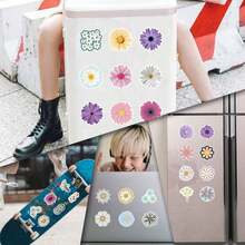 55PCS Cute Daisy Stickers Flower Stickers For Bottles Laptop Luggage Journaling, Beautiful Plants Stickers Vinyl Decals - 彩色 - 查看 10