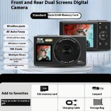 5K 高清视频、80MP 摄像头、自动对焦、16 倍光学变焦、2.8 英寸 IPS 屏幕、可充电电池、兼容网络摄像头(Win7+)、双高清显示屏、充电和录制、定时/连拍、微笑捕捉、美颜、LED 补光灯、18 倍数码变焦、内置 WiFi 传输。适合旅行、度假、礼物 - 彩色 - 查看 19