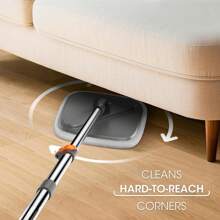 BOMIDI  Spin Mop And Bucket Set, Includes Dual Compartment Mop Bucket With Thick Washable Microfiber Pads Home Cleanin2025 - 旋轉拖把 灰色 - 查看 5