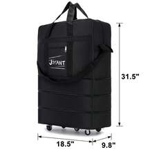 2PCS Expandable Foldable Luggage Bag, Heavy Duty 600D Waterproof Oxford Cloth Duffel Bag, 32"/42" Travel Bag With Removable Wheels For Men Women Large Capacity Lightweight Luggages - 黑色 - 查看 9