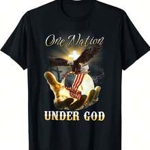 Eagle USA Cistian Patriot One Nation Under God T-Shirt220g High-Quality Pure Cotton T-Shirt Wit20 - 黑色10 - 查看 1