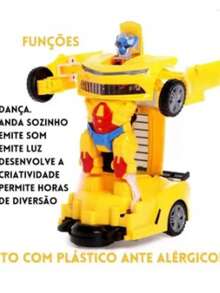 Carrinho Brinquedo Vira Robô Luz Som Bate e Volta - Amarelo - Visão 4