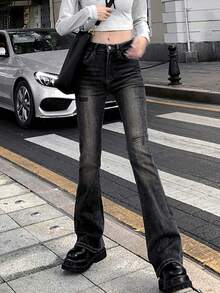 百搭日常通勤洗水破洞牛仔裤