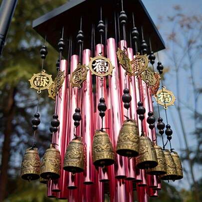 1pc Oversized Metal Wind Chime, Pleasant Sounding Decorative Wind Chime, Outdoor Garden Decorative Wind Chime, Hanging Window And Corridor Decorative Wind Chime, Antique Wind Chime Door, Aluminum Alloy Tube Wind Chime, Perfect Wind Chime Gift