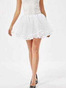 White Black Lolita Cute Boneless Puffy Skirt Cosplay Underskirt Women Petticoats Tutu Dress With Satin Ribbon Halloween