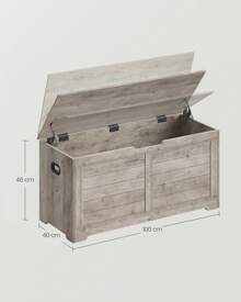 VASAGLE Storage Chest, Storage Bench, Blanket Box With 2 Hinges, Shoe Storage Bench, Farmhouse Style, 40 X 100 X 46 Cm, For Hallway, Bedroom, Living Room,Grey