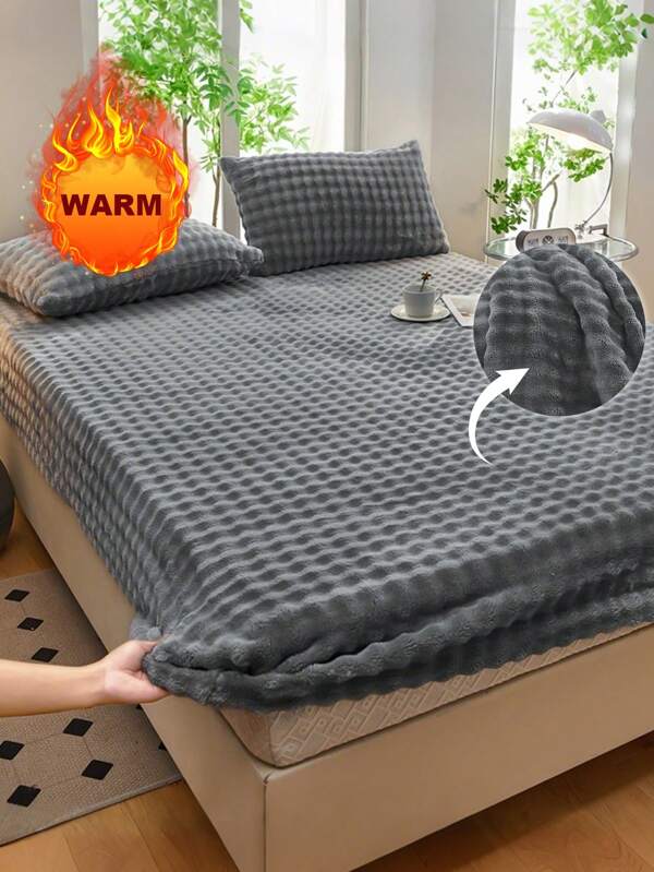 1 st. Fleece Verdikt Warm Getailleerd Laken Warm Zacht Effen Fuzzy Getailleerd Laken King Queen Full Twin Size, Luxe Superzacht Gezellig Comfortabel Onderlaken Met 12" Diepe Zak, Geschikt Voor Herfst Winter En Lente, Geen Kussenslopen Domitory Bedding Back School Bedding