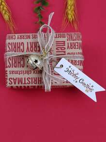 100张/套圣诞快乐牛皮纸礼品标签，适用于节日工艺品和礼品包装用品礼品包装