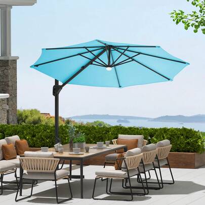 Cantilever Patio Umbrella 10ft Large Round Umbrella Outdoor Market Umbrellas 360°Rotation Offset Hanging Outdoor Shade For Patio