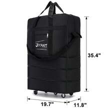 2PCS Expandable Foldable Luggage Bag, Heavy Duty 600D Waterproof Oxford Cloth Duffel Bag, 32"/42" Travel Bag With Removable Wheels For Men Women Large Capacity Lightweight Luggages - 黑色 - 查看 10