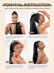 12-22英寸真人发直发马尾接发,环绕式直发马尾,女士万圣节、圣诞节发饰,即刻佩戴,蓬松丰盈,持久耐用,可重新造型,自然舒适。 - S18A/613A - 查看 10