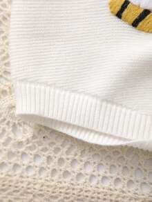 Infant Girls' Knitted Suspender Cute Bee Handmade Embroidery Sweet Suspender Bodysuit - White - View 5