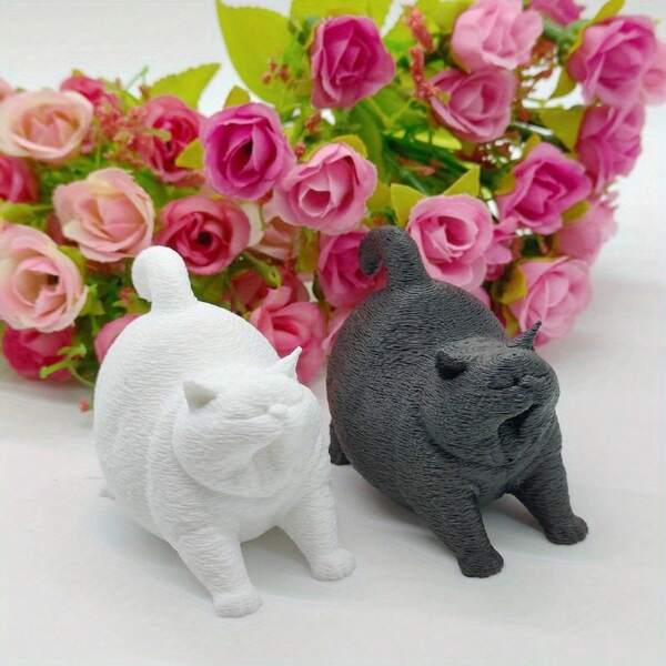 1 Peça Estátua de Gato Bocejando Impressa em 3D - Escultura Felina Adorável com Boca Aberta e Pose Relaxada para Prateleira, Decoração de Mesa - Acessórios de Mesa com Tema de Gato - Presente Aconchegante Perfeito para Amantes de Gatos e Entusiastas de Decoração de Animais de Estimação