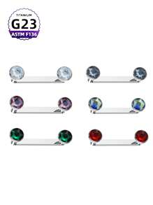 CatDObo 1 Stück G23 Titan eingebettetes Schlüsselbein-Piercing Schmuck mit tschechischem Diamanten, Titan Legierung, doppelseitiges rechtwinkliges Haut-Implantat Piercing