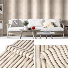 1卷米色条纹家居装饰壁纸，防水防油厨房装饰，自粘可移除PVC木纹壁纸。适用于厨房橱柜、卧室、客厅、台面、家具翻新等，可撕可贴。 - 彩色 - 查看 2