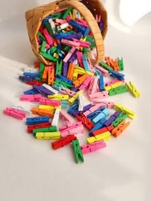 20件/30件40件彩色木夹DIY装饰照片夹木制照片夹衣服夹小号彩色木制装饰封口夹，衣夹