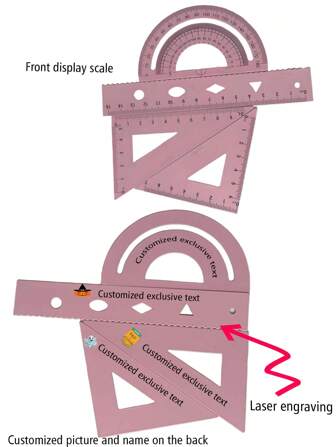 Set di righelli, 4 pezzi/set - Ognissanti, decorazioni di Ognissanti zucche, streghe, fantasmi, scheletri, feste a tema, nome/testo personalizzato, righello diritto, squadra, goniometro, righello circolare, durevole e multifunzionale, perfetto per scuola, ufficio, ingegneria e disegno, design minimalista estetico kawaii in 6 colori, regali per il ritorno a scuola e il Natale, motivi e nomi personalizzati