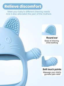 1 包婴儿出牙玩具，婴儿玩具硅胶出牙手套，带有可爱猫咪图案，婴儿出牙咀嚼玩具，缓解出牙不适，新妈妈理想的婴儿旅行必需品出牙玩具婴儿玩具，出牙玩具，婴儿出牙胶，新生儿玩具，婴儿旅行玩具，出牙玩具