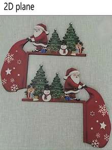 1pc Santa Claus With Reindeer & Snowman 2D Flat Wall Decor, Door Frame Hanging Ornament, Tabletop Figurine, Ideal For Indoor, Living Room, Bedroom, Office, Home Decor Christmas, Holiday Accessory, Seasonal Gift - Multicolor - View 6