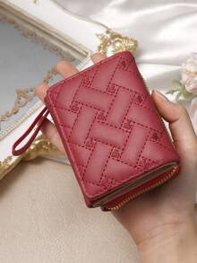 Ví hình trái tim, đường may tinh tế, thiết kế khóa kéo, chất liệu da PU cao cấp, đựng được thẻ ID, tiền mặt, thẻ tín dụng, kiểu dáng tối giản và hiện đại, thích hợp làm quà tặng kỷ niệm, Giáng sinh, Ngày Valentine, sinh nhật, món quà lý tưởng cho người yêu, quý cô hoặc phụ nữ. - Màu Đỏ Sâu - Xem 7