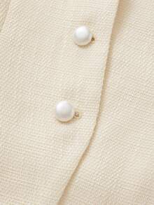 2pcs/Set Elegant Romantic Date Night, Holiday, Daily, Business Commute, Formal Occasion Dinner Fitted Long Sleeve Jacket + Waist Tie Flare Midi Dress, Winter Dress, New Year Outfit - Apricot - View 8