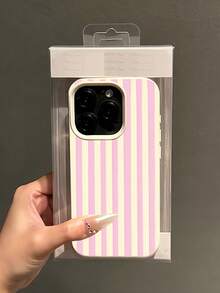 Simple Pink Vertical Striped Phone Wallpaper Background Print Large Hole Grain Milky White Phone Case For IPhone 16 PRO MAX/11/12/13/14/15/15 Pro/15 Plus/15 Pro Max/X/XS Max/XR/11 Pro/12 Pro - 白色 - 查看 3