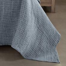 Solid Kantha Pick Stitch Yarn Dyed Cotton Woven Quilt/Coverlet Light Gray/White 3Pc Full/Queen Halloween-Fall Decor-Room Decor - 海軍藍/白色 - 查看 4