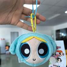THE POWERPUFF GIRLS 8cm Powerpuff Girls Plush Hanging Ornament, Cute Round Rabbit, Dog, Bear Stuffed Animal Keychains, Birthday Gift