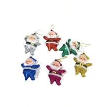 Red Flocked Santa Claus With Gold Glitter - Mini Christmas Tree Ornament Hanging Decor For Xmas - Multicolor - View 5