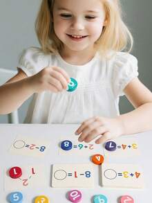 儿童木制数字板。数学加减法教具。认知配对学习启蒙及幼儿思维益智玩具。数字计算玩具 - 彩色 - 查看 2