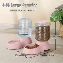 3.8l Large Capacity Automatic Pet Feeder And Water Dispenser For Dogs And Cats - Multicolor - View 6