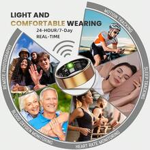 Smart Ring For Women Men, Health Tracker With Heart Rate/Blood Oxygen/Blood Pressure/Sleep Monitoring/Step Counting, IP68 Waterproof Fitness Ring, No App Fees For & Android (Lavender Pink, 6 # ) - Bạc - Xem 6