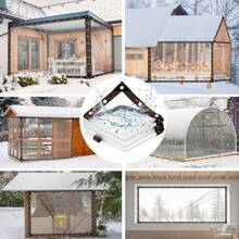 Heavy Duty Transparent Waterproof Canvas - PE Outdoor Covering With Eyelets, Ropes And Straps, Resistant To UV, Wind, Rain And Snow - Suitable For Patios, Pool Fences, Greenhouses, Camping, Construction - High Definition Visibility And Quick Dry Design, Reinforced Edges, Tear-Resistant Fabric, Home Renovation