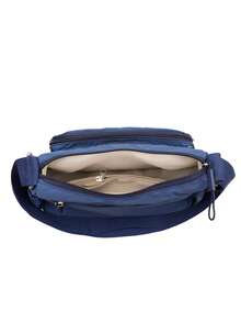Casual Nylon Shoulder Bag With Adjustable Strap, Multi-Compartment, Solid Color, Zipper Closure, Polyester Lining, Lightweight And Convenient Crossbody Bag For Daily Use - Blue - View 9