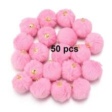 20/50 件可爱人造毛皮绒球珠，蓬松吊坠工艺珠，带铆钉细节和大孔，适合 DIY 珠宝制作、耳环、发饰和钥匙扣，可作为节日礼物赠送给家人和朋友 - 彩色 - 查看 33
